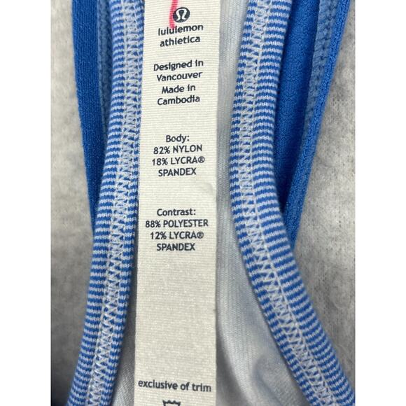 LULULEMON Tank Top 6 M No Limits Racerback Circle Mesh Shelf Bra Yoga Gym Blue - Picture 8 of 12